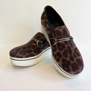 Stella McCartney Faux Fur Wedge Sneakers Vegetarian Leather Trim (IT 41, US 11)
